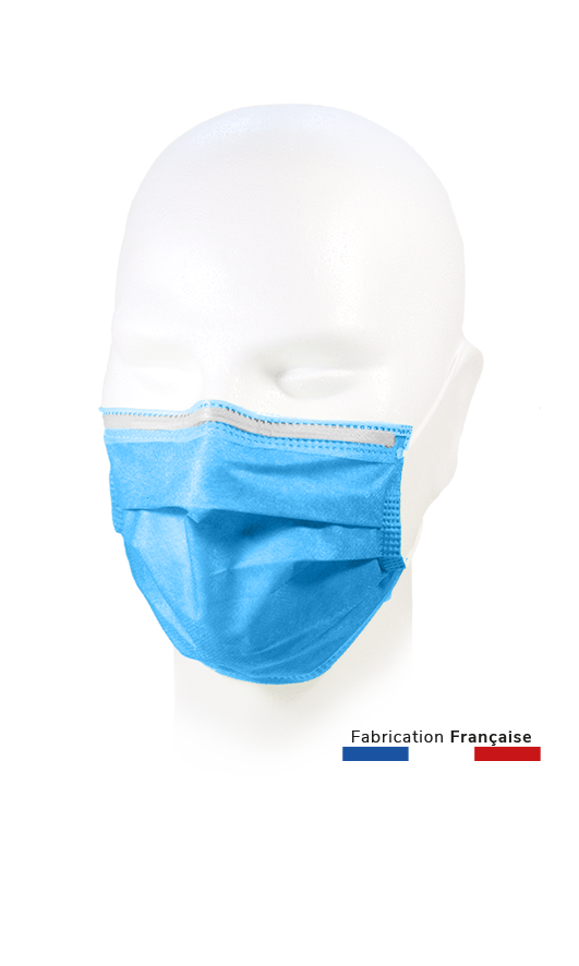 Masque à Usage Médical Type IIR Bleu Médical pour adultes